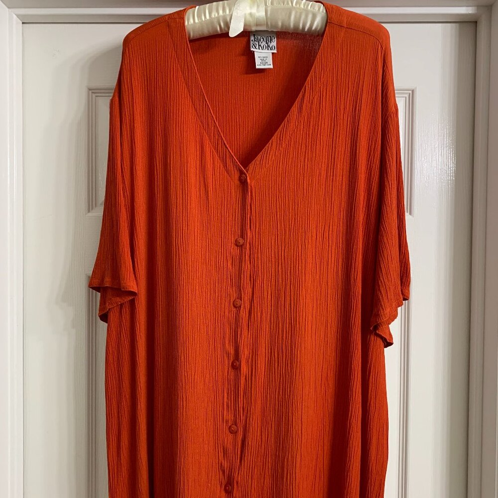 Jacque & KoKo Women's Orange 100% Rayon Blouse, Size 22/24